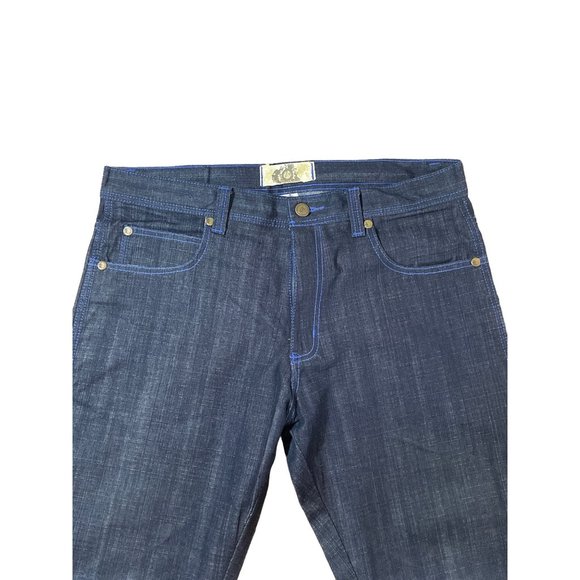 NWOT Rich Kids Dark Wash Blue Topstitching 38x32 Denim Jeans Hip Hop Wide Leg - Picture 2 of 11